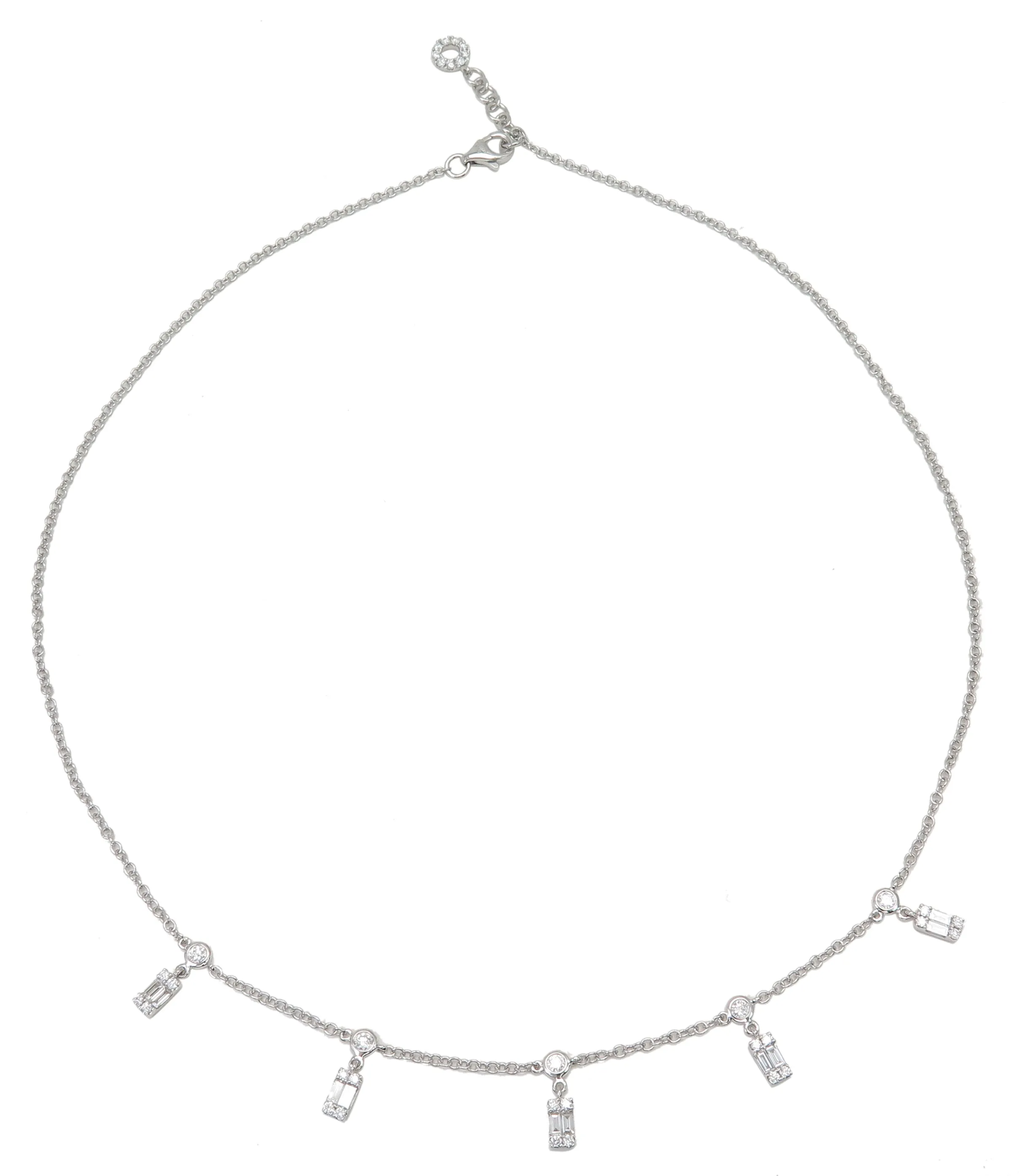 0.78ct tw Bezel set Dangling with Cluster Emerald-cuts Diamond By The Yard Necklace