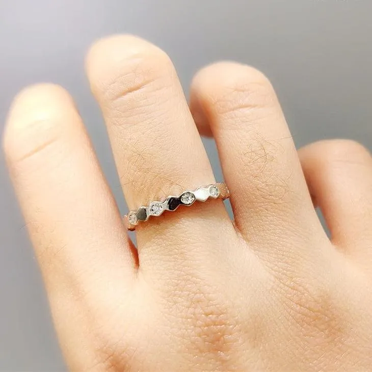 1.0 Ct Round Cut D Color Diamond Honeycomb Shape Wedding Band