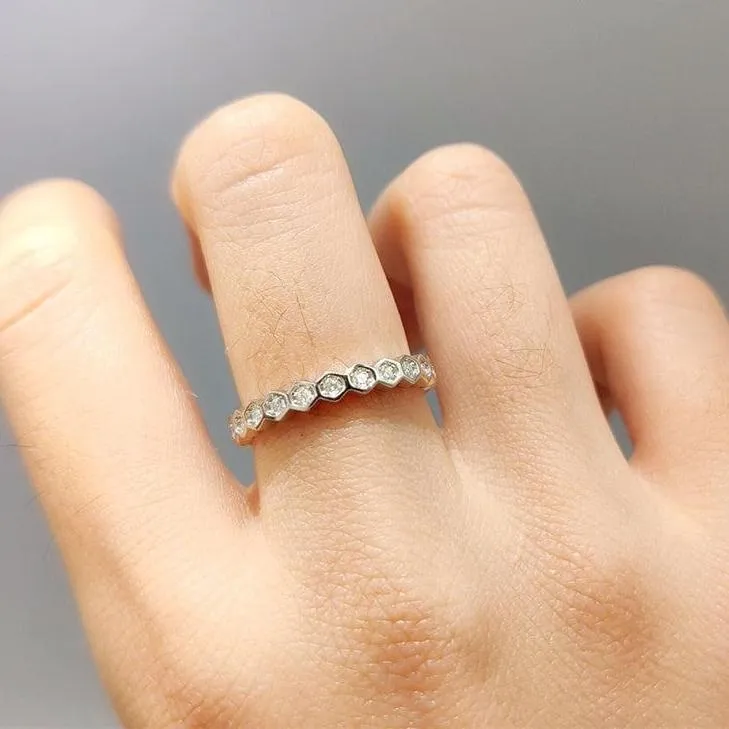 1.0 Ct Round Cut D Color Diamond Honeycomb Shape Wedding Band