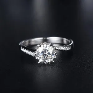 1.00ct Moissanite Engagement Ring, Heart Tipped Design