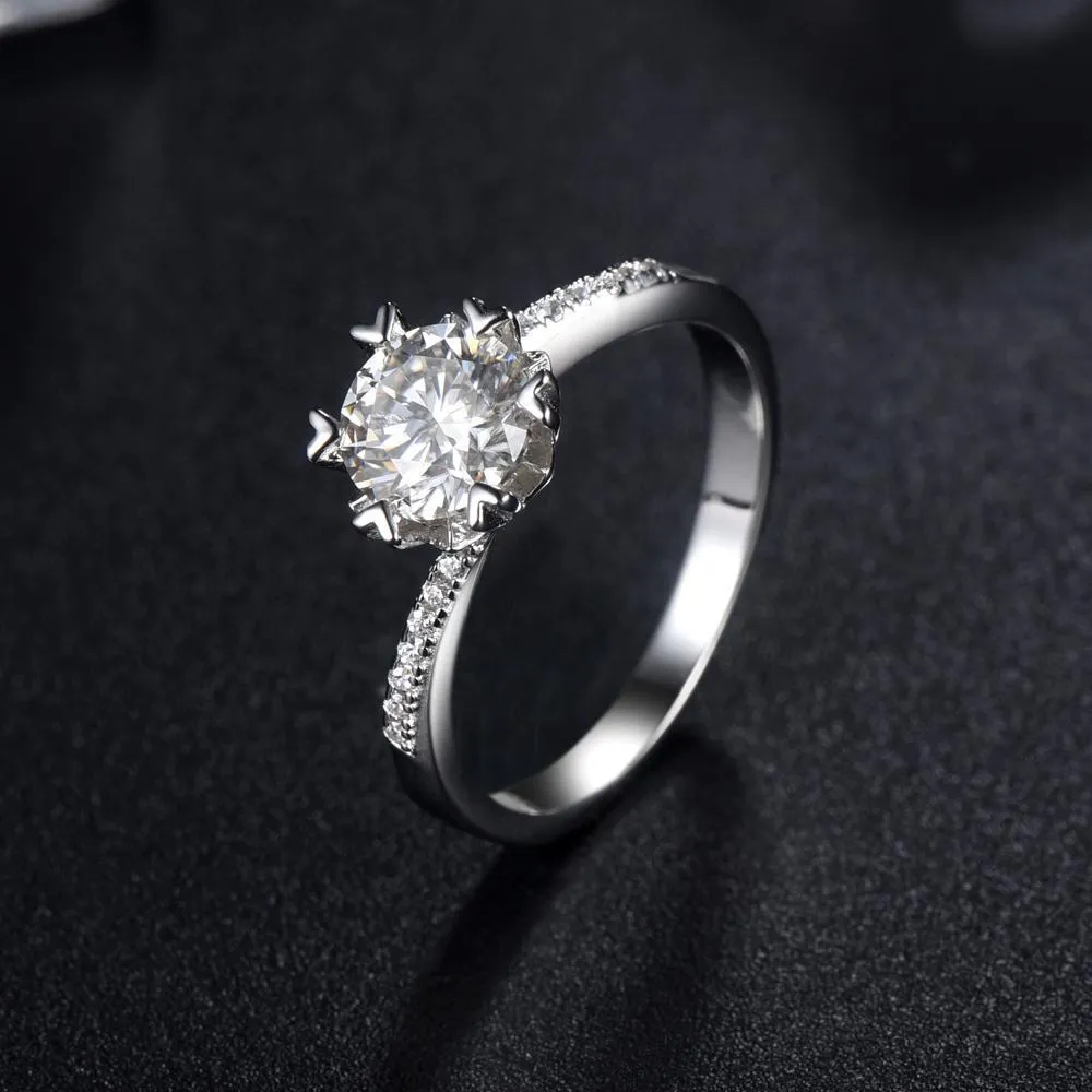 1.00ct Moissanite Engagement Ring, Heart Tipped Design
