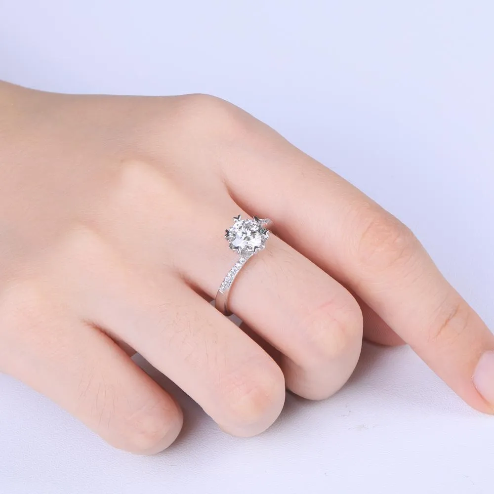 1.00ct Moissanite Engagement Ring, Heart Tipped Design