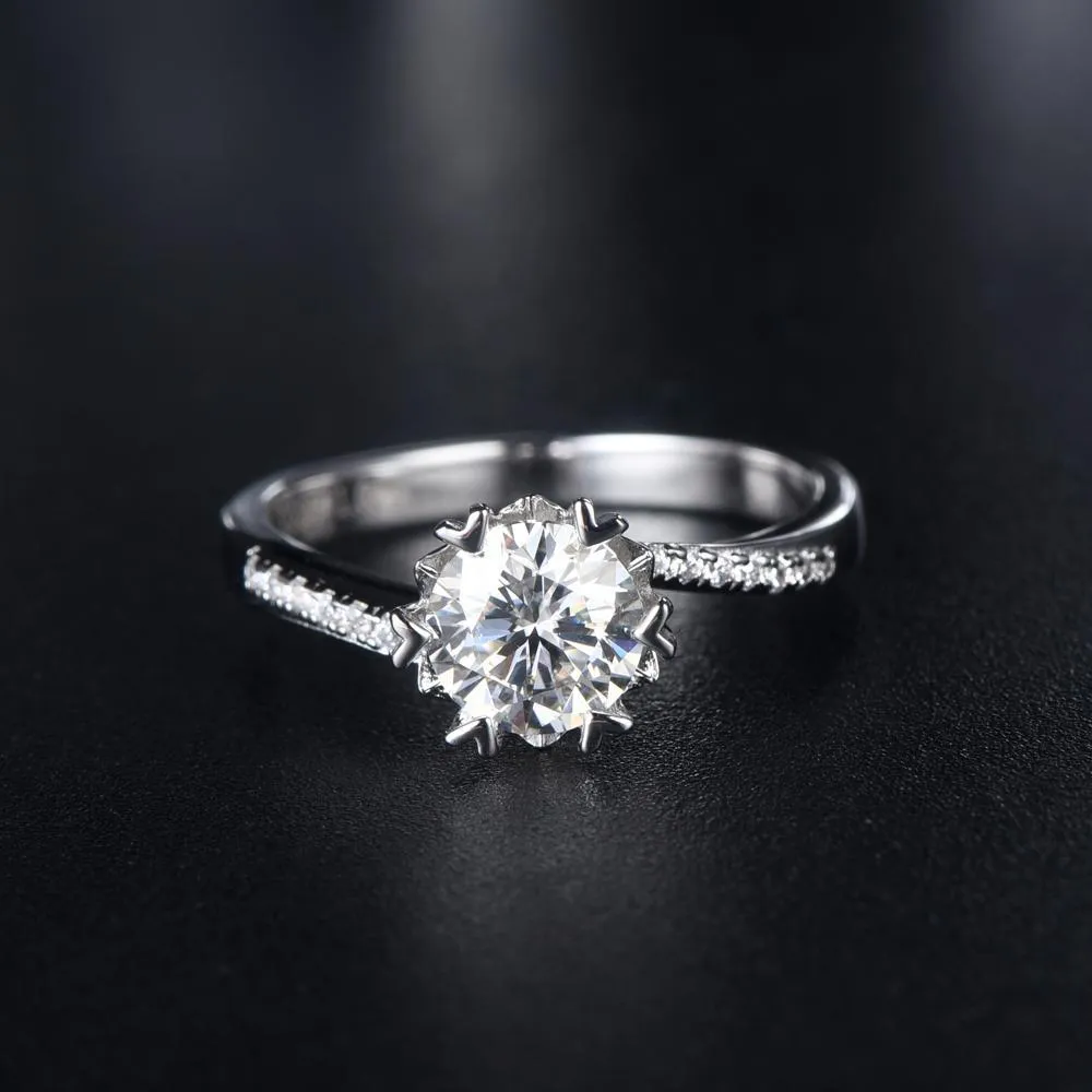 1.00ct Moissanite Engagement Ring, Heart Tipped Design