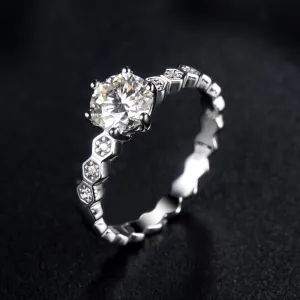 1.00ct Moissanite Engagement Ring, Shoulder Set Honey Comb Design