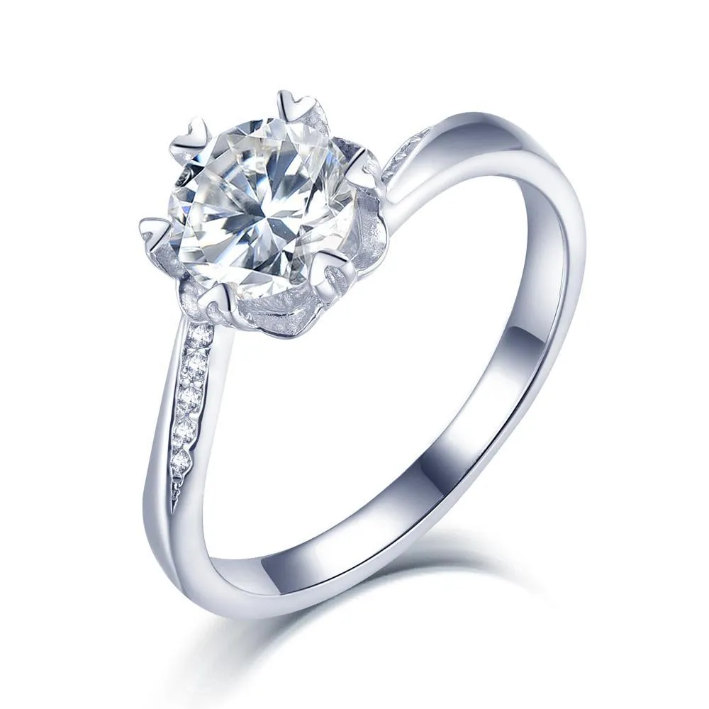 1.00ct Moissanite Engagement Ring, Six Claw Twist Design