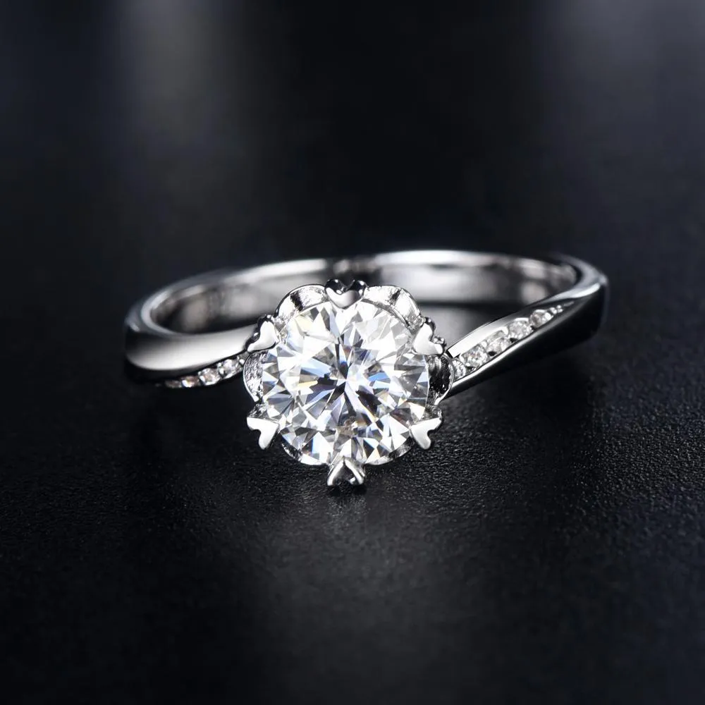 1.00ct Moissanite Engagement Ring, Six Claw Twist Design