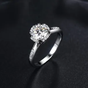 1.00ct Moissanite Engagement Ring, Sterling Silver