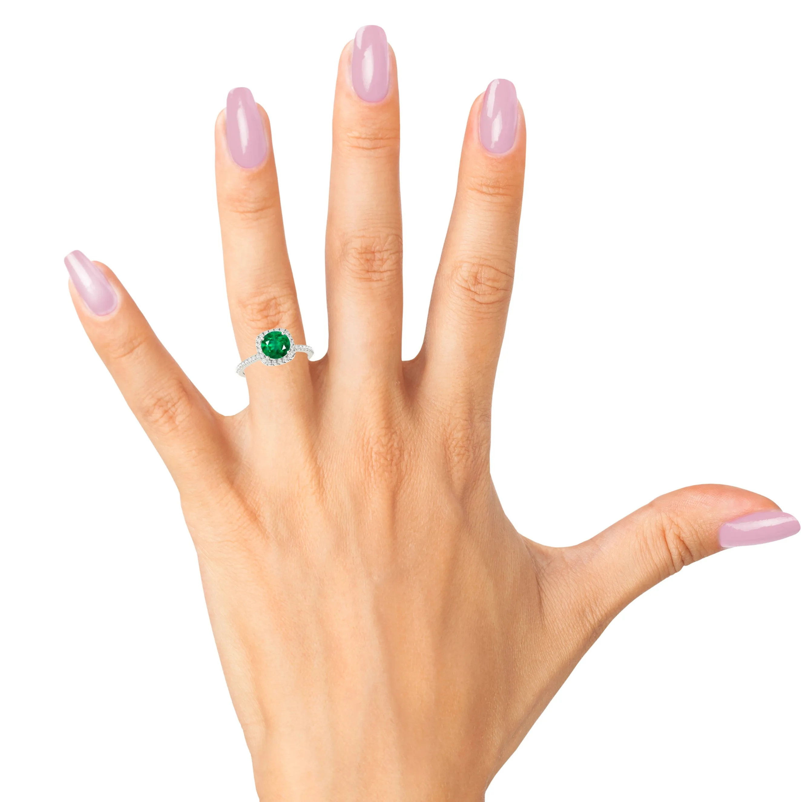 1.15 ct. Genuine Emerald Ring With Halo And Delicate Diamond band