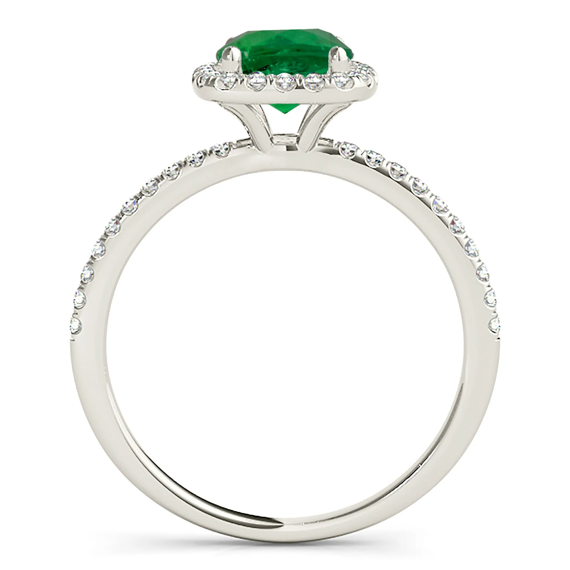 1.15 ct. Genuine Emerald Ring With Halo And Delicate Diamond band