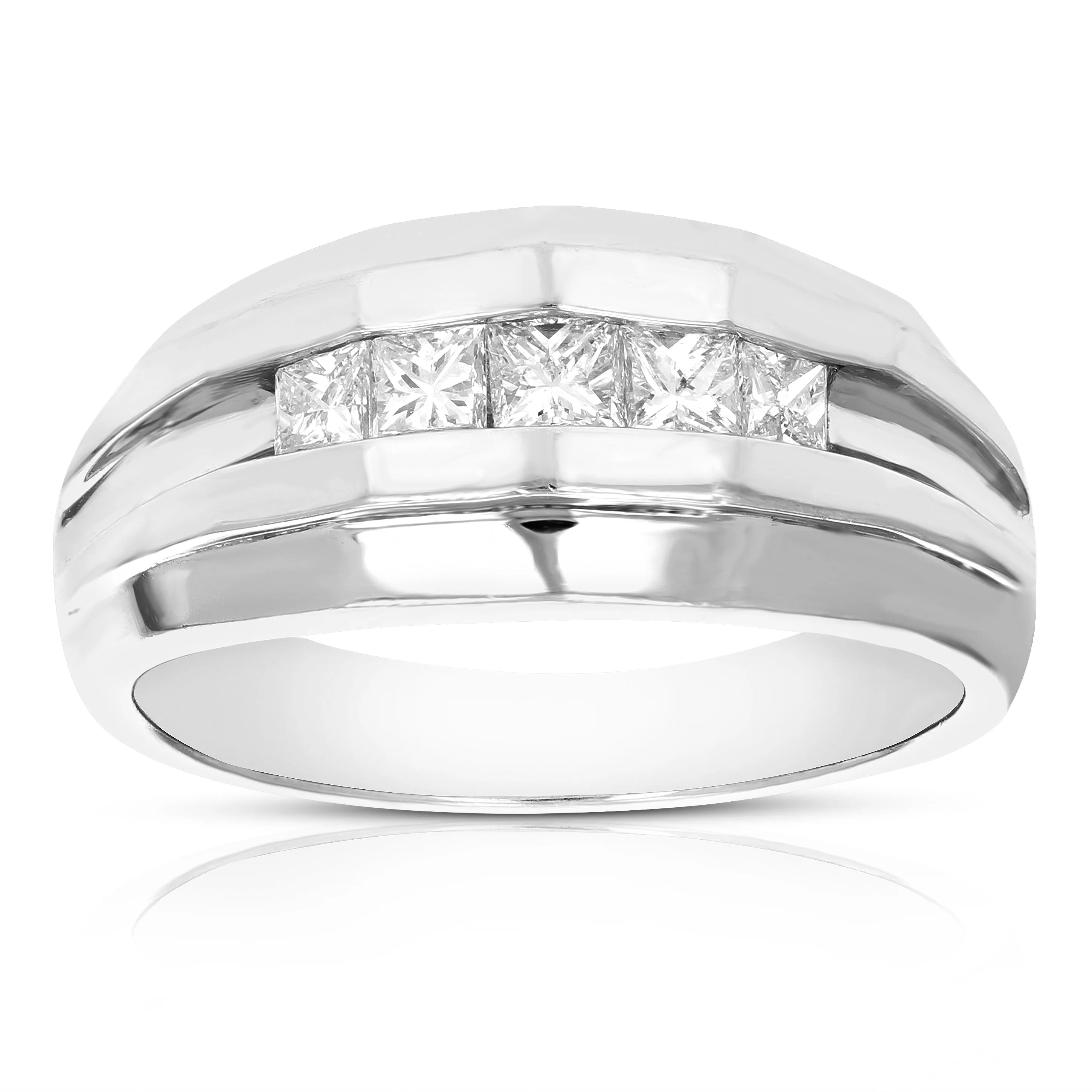 1/2 cttw Five Princess Diamond Wedding Men's Band in Platinum