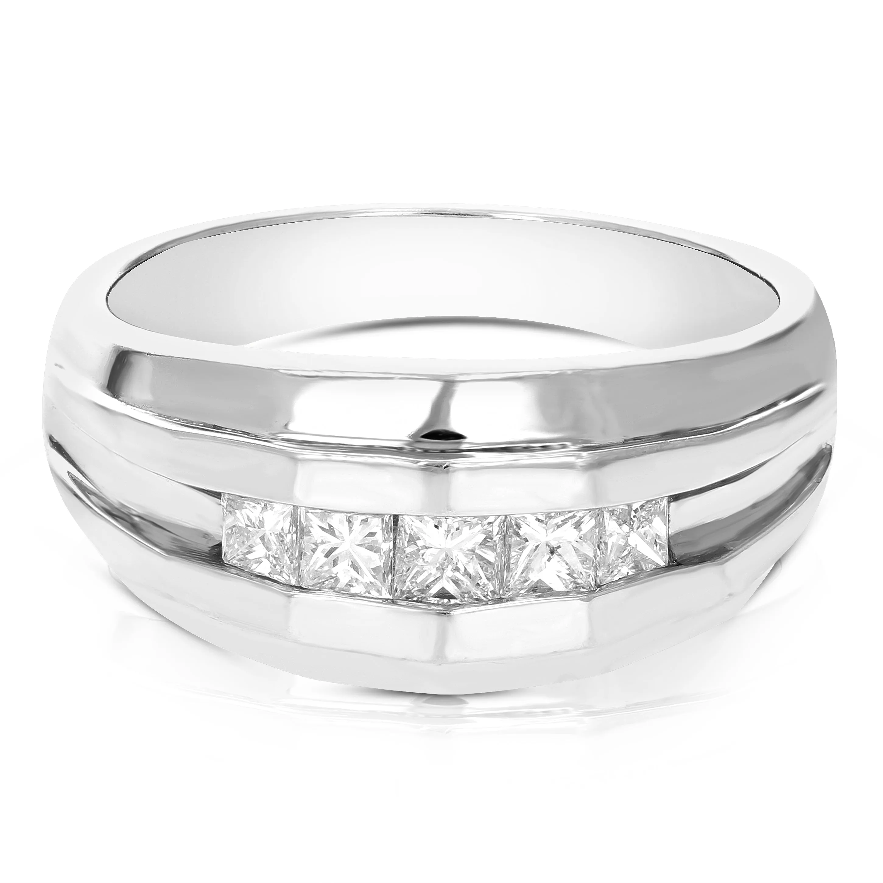 1/2 cttw Five Princess Diamond Wedding Men's Band in Platinum