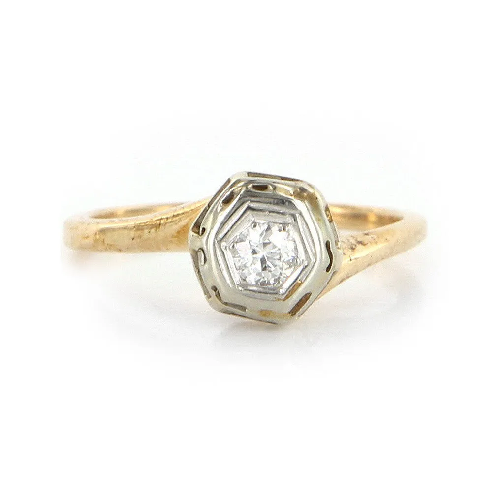14K Gold Art Deco Engagement Ring