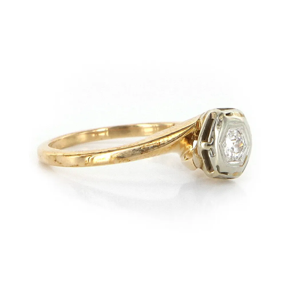 14K Gold Art Deco Engagement Ring