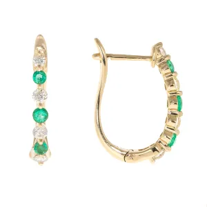 14K Yellow Gold Emerald Earrings
