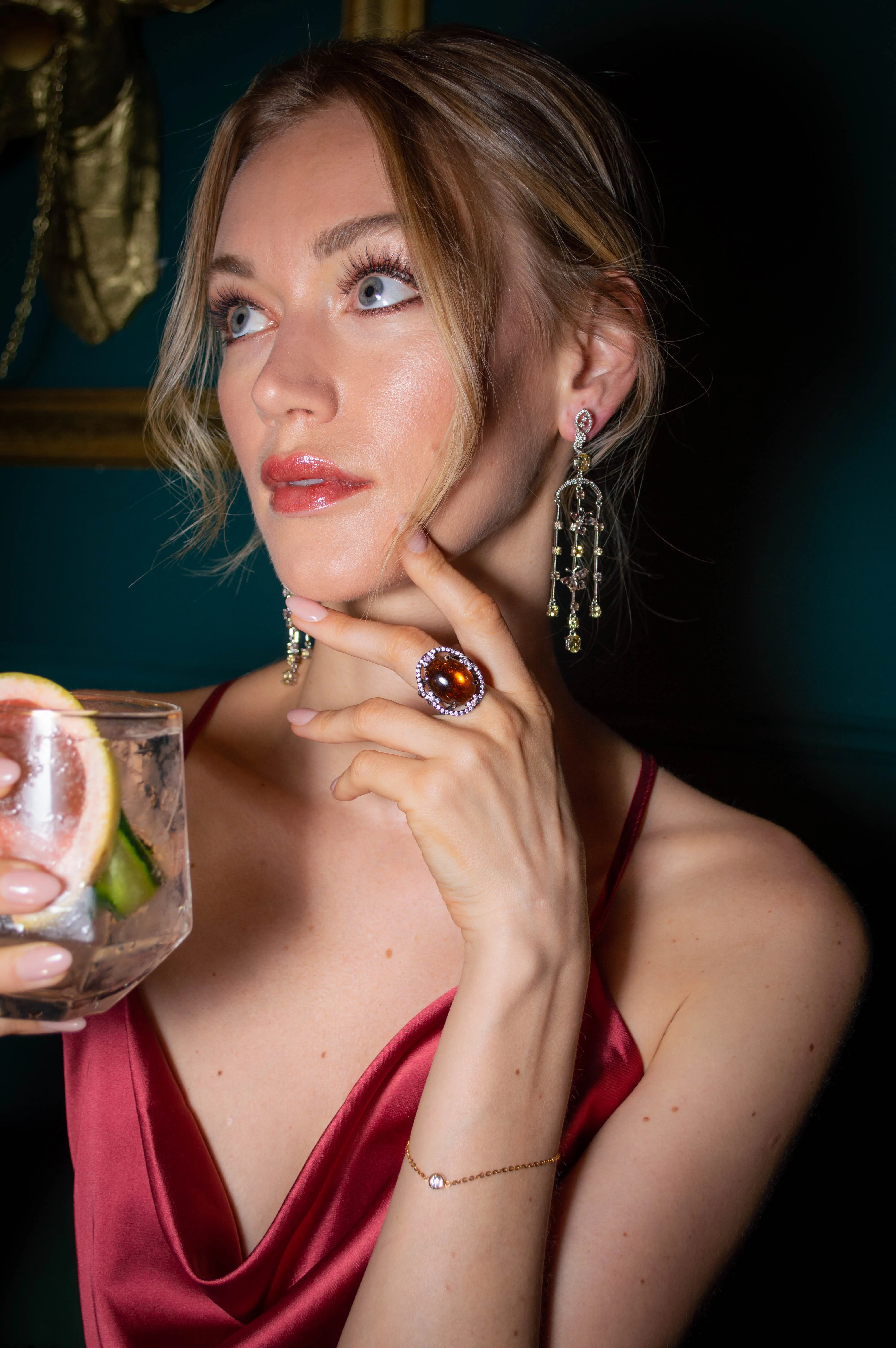 18 Carat Golden Scotch Natural Tourmaline Cocktail Ring