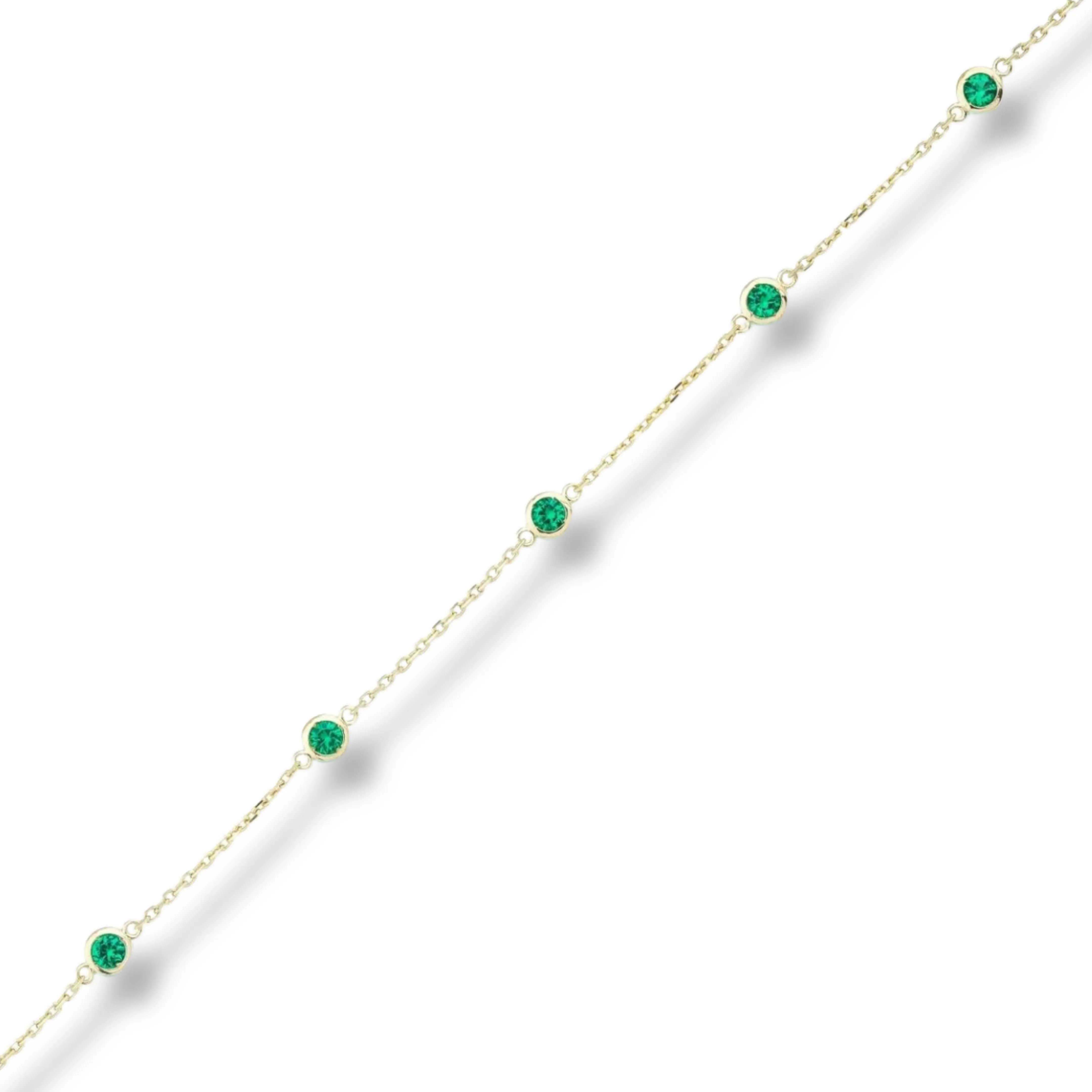 18K Yellow Gold Natural Emerald Bracelet