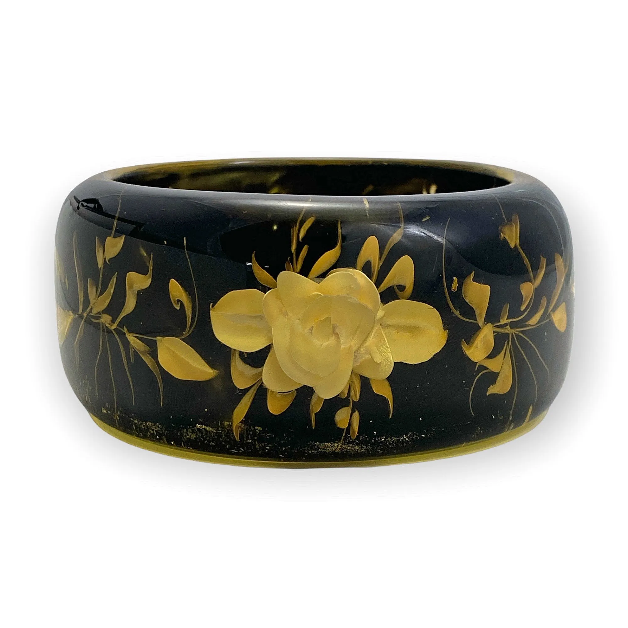 1950's Rare Vintage Mid-Century Modern Art Deco Reverse Carved Lucite Bangle