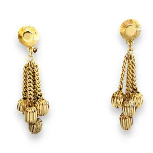 1960s Vintage MONET Textured Gold Beads Multi Dangle Clip-Ons Earrings