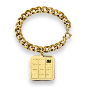 1960s Vintage Sarah Coventry Gold Aquamarine March Birthstone Calendar Charms Link Bracelet