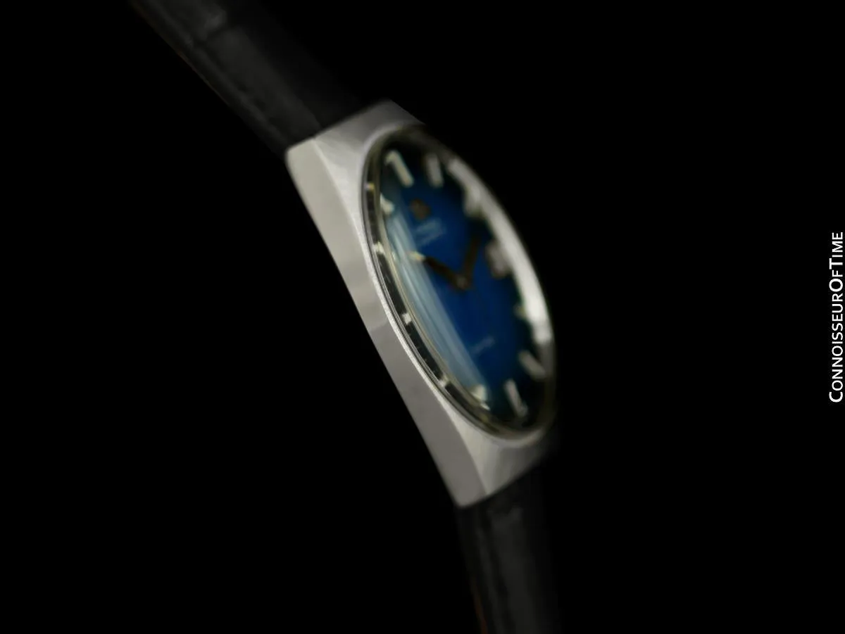 1970's Omega De Ville Vintage Mens Automatic Classic Retro Watch with Blue Vignette Dial - Stainless Steel