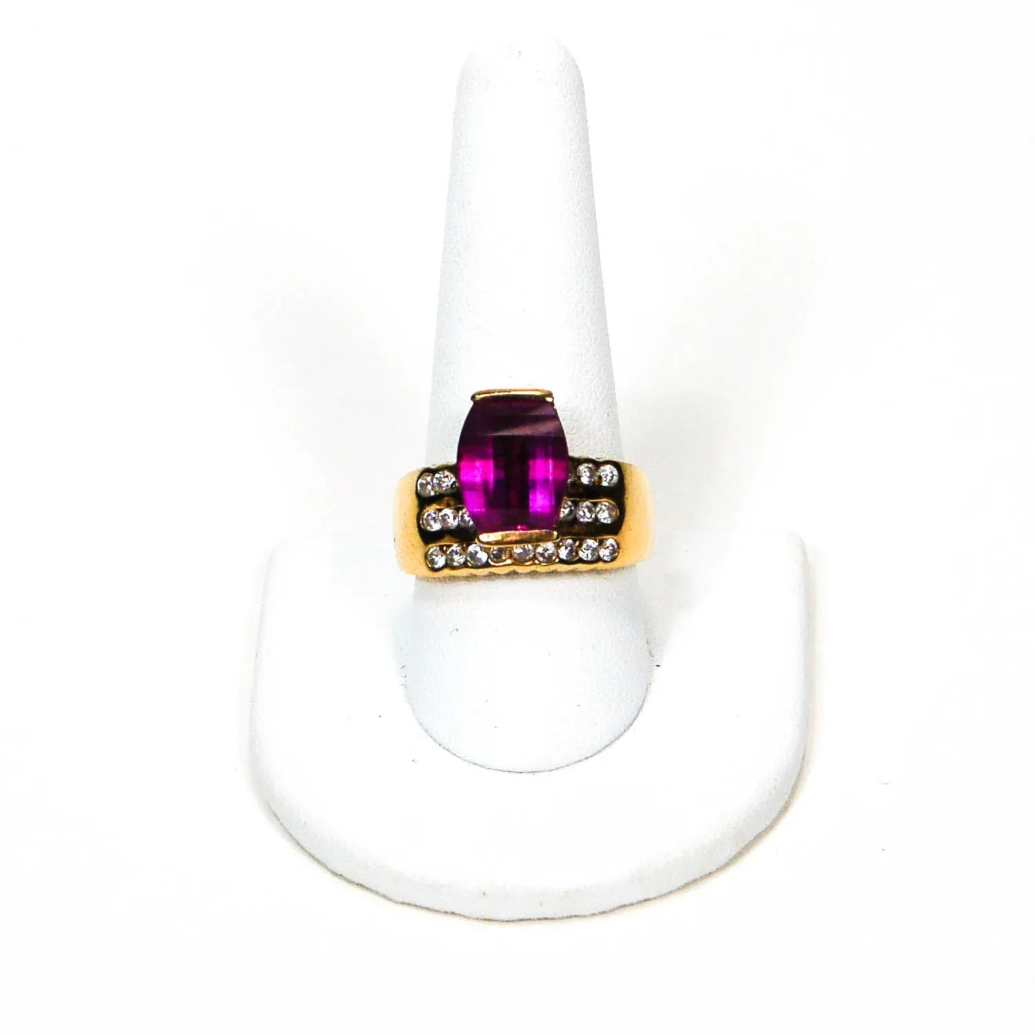 1980's Amethyst Cubic Zirconia Statement Ring