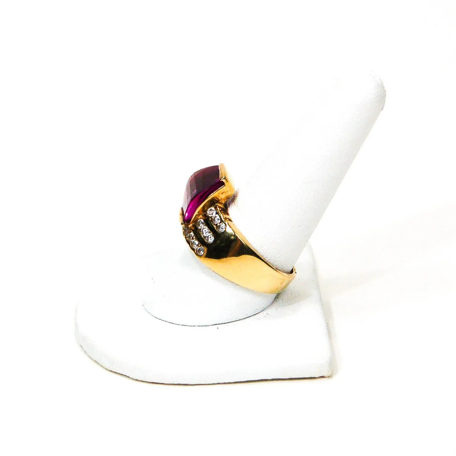1980's Amethyst Cubic Zirconia Statement Ring