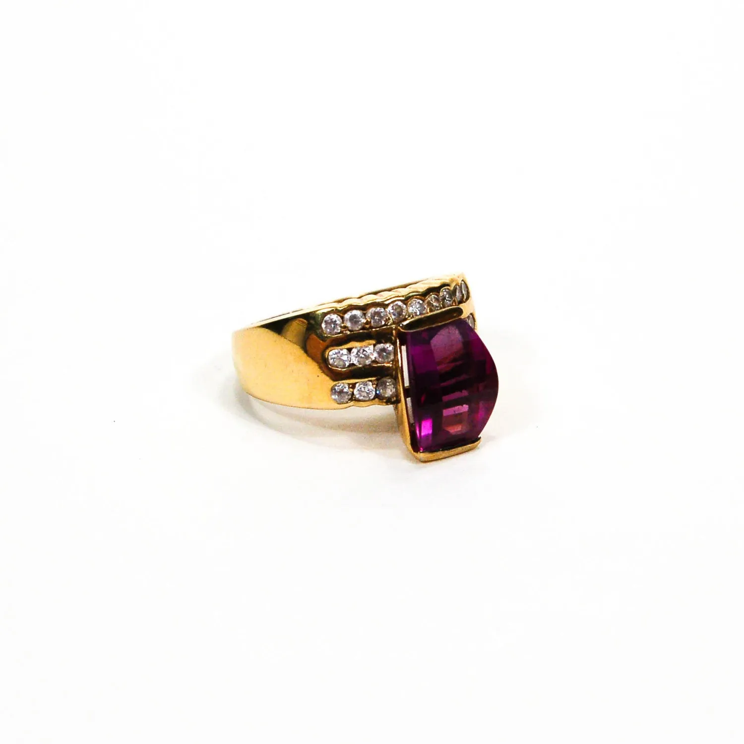 1980's Amethyst Cubic Zirconia Statement Ring