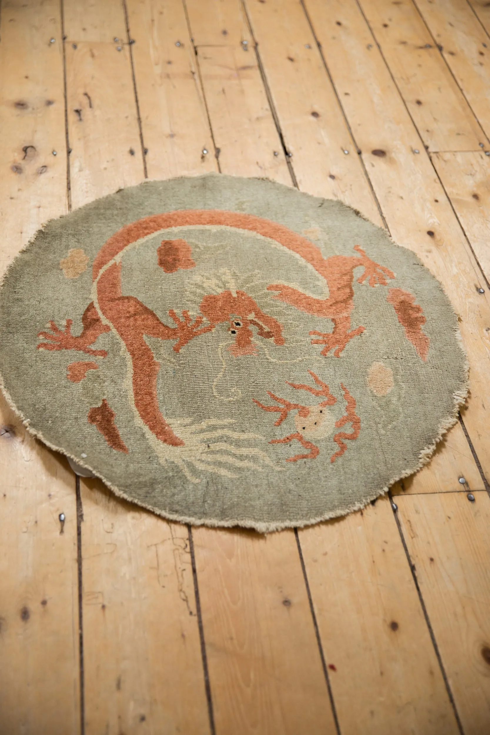 2.5x2.5 Antique Art Deco Round Rug Mat