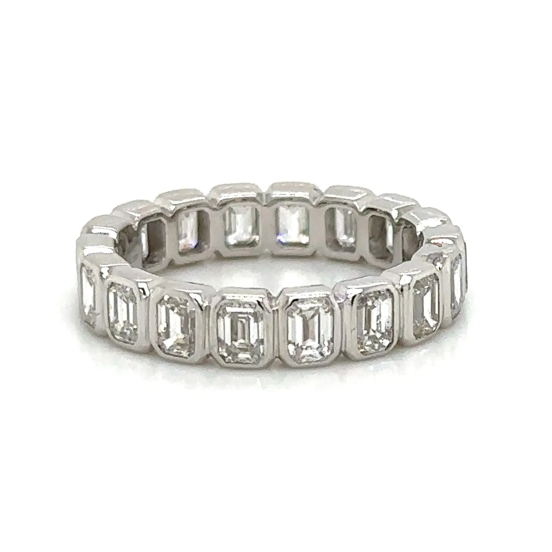 2.72CT TW Emerald Cut Diamond Bezel Set Eternity Band