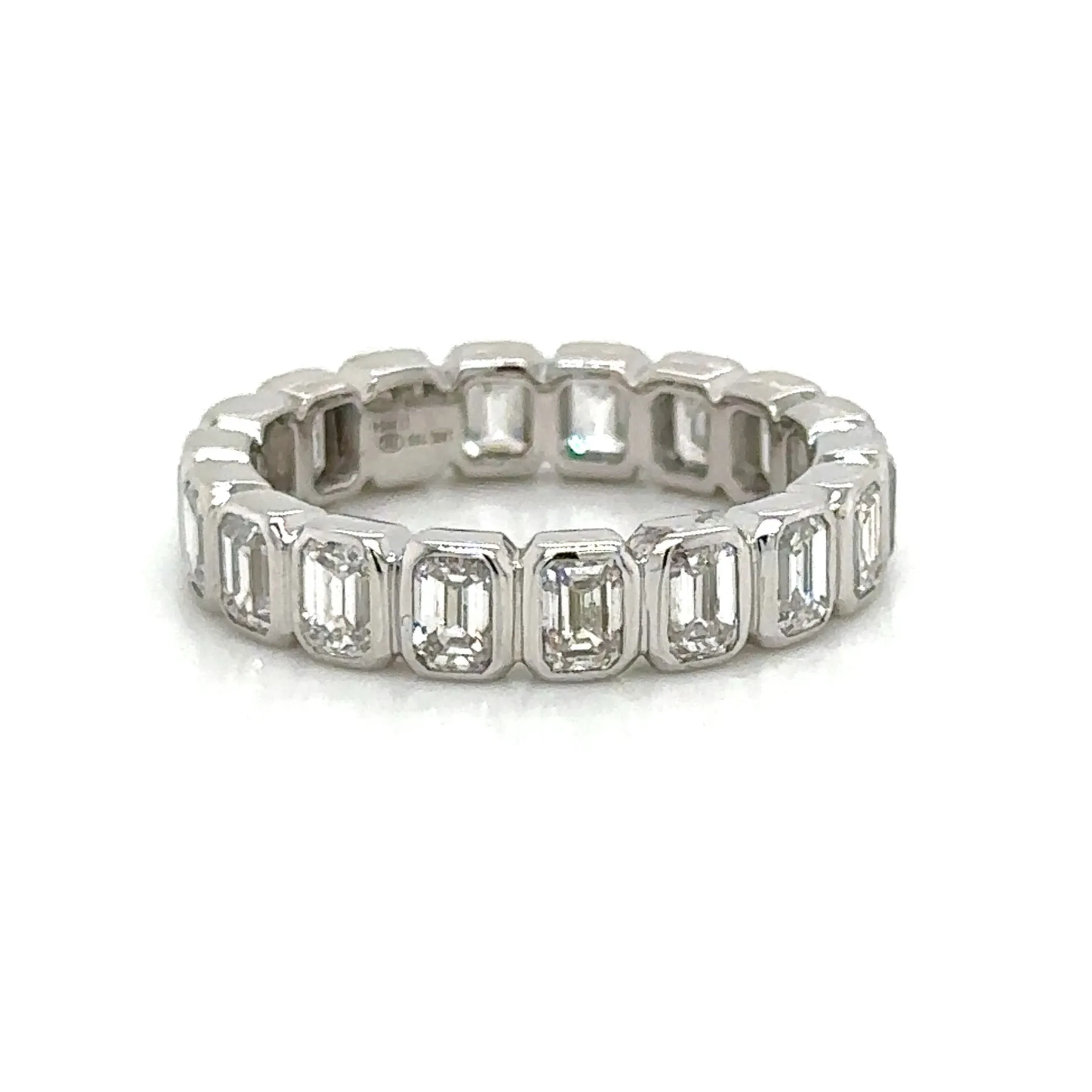 2.72CT TW Emerald Cut Diamond Bezel Set Eternity Band