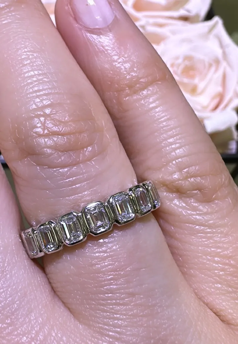 2.72CT TW Emerald Cut Diamond Bezel Set Eternity Band