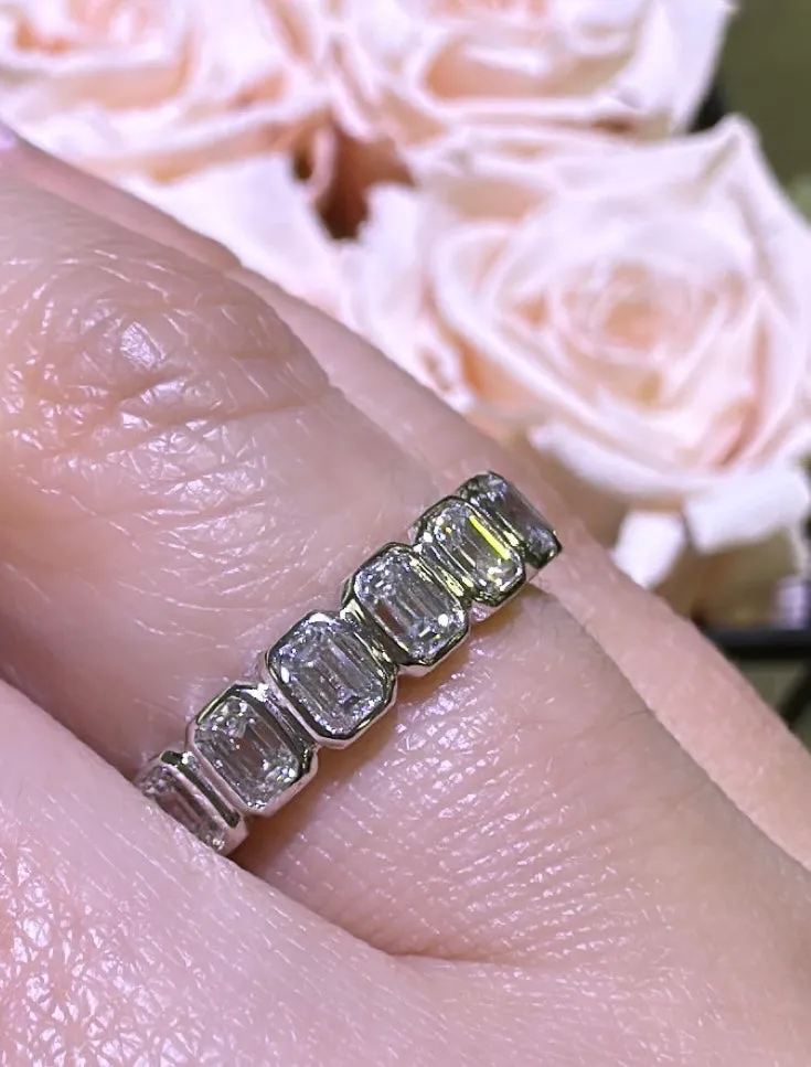 2.72CT TW Emerald Cut Diamond Bezel Set Eternity Band