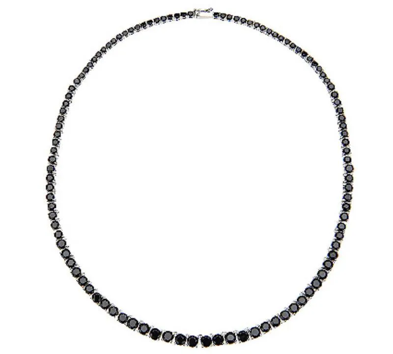 28 CTW Black Moissanite Necklace for Women Platinum Plated 925 Silver
