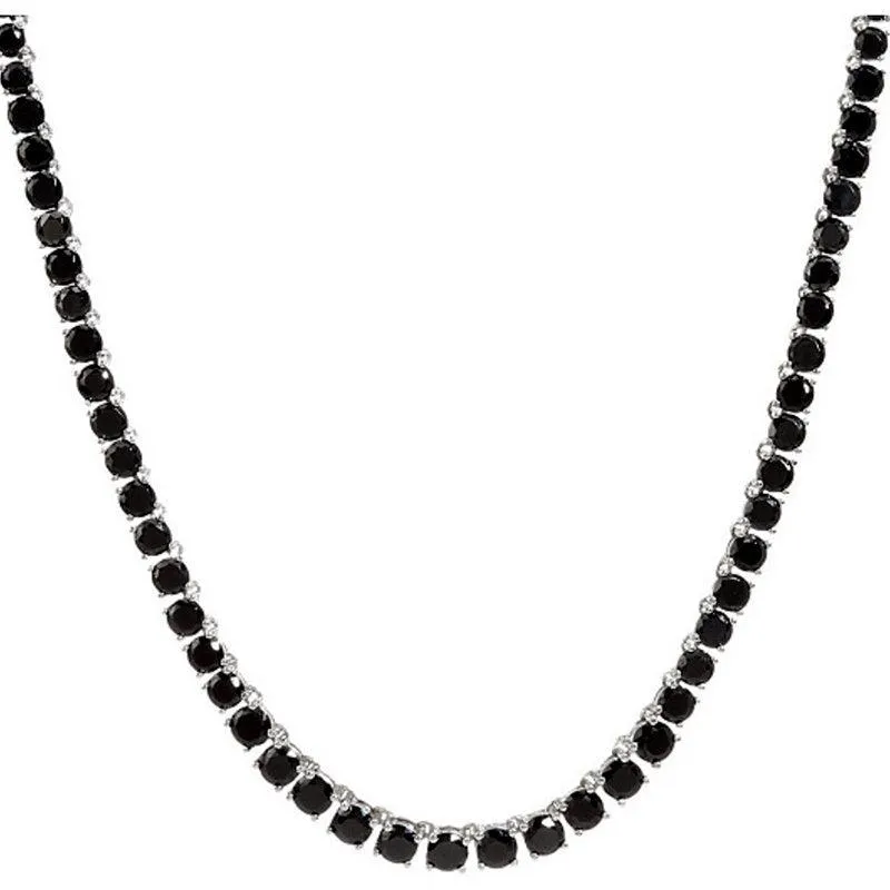 28 CTW Black Moissanite Necklace for Women Platinum Plated 925 Silver