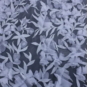 3D Floral Lace Fabric White 130 cm
