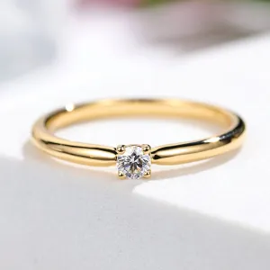 4 Prong Solitaire Natural Diamond Stackable Dainty Ring