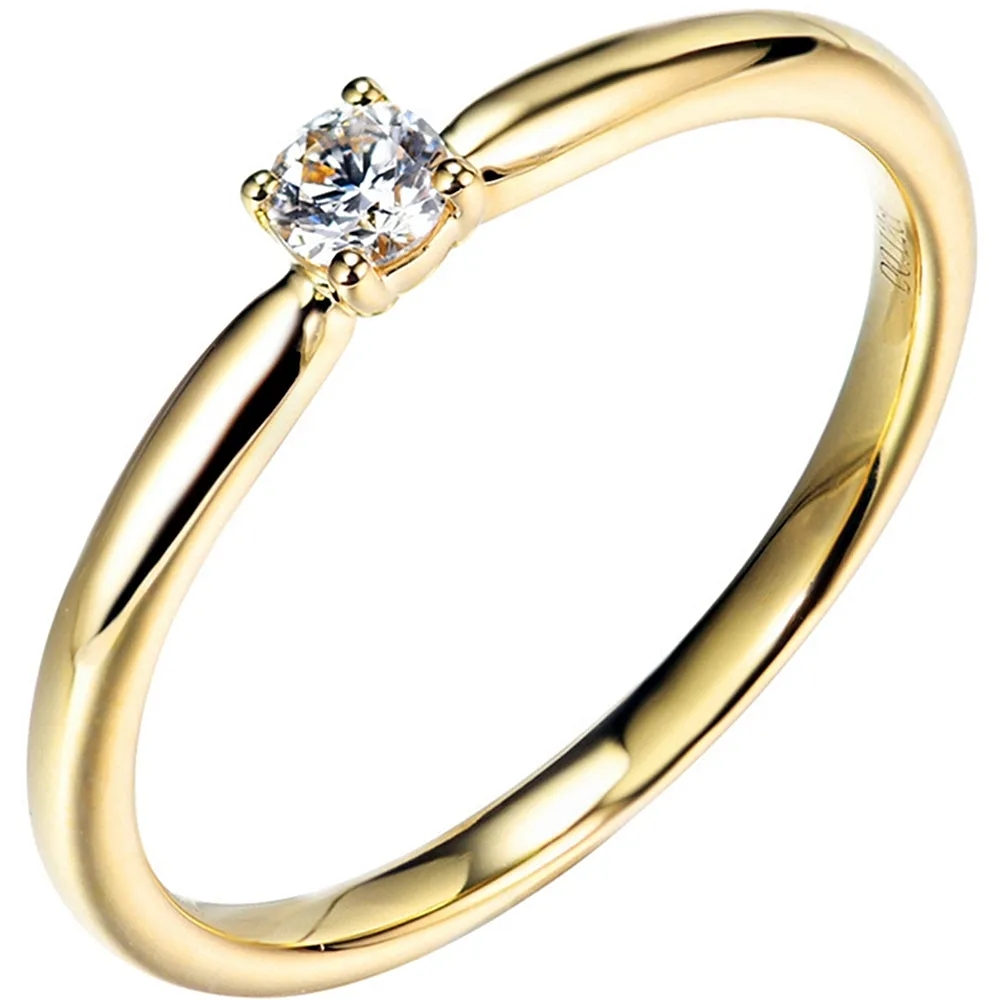 4 Prong Solitaire Natural Diamond Stackable Dainty Ring