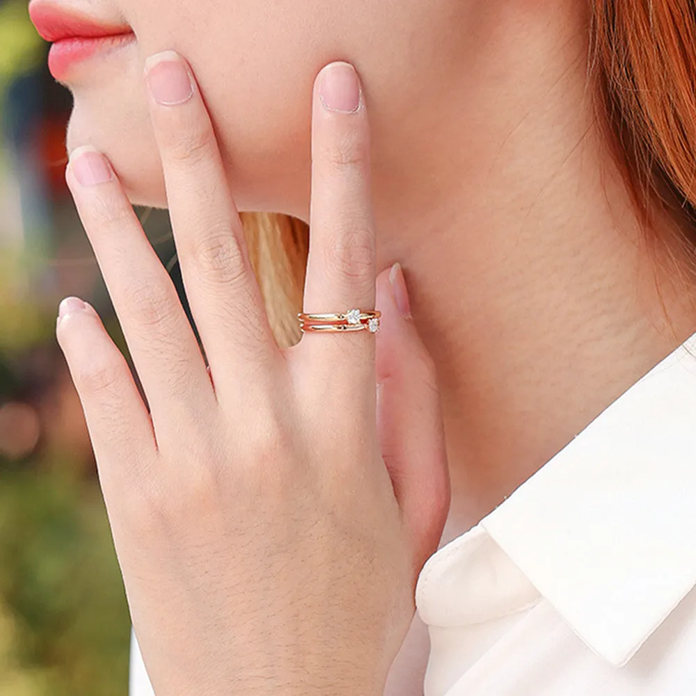 4 Prong Solitaire Natural Diamond Stackable Dainty Ring