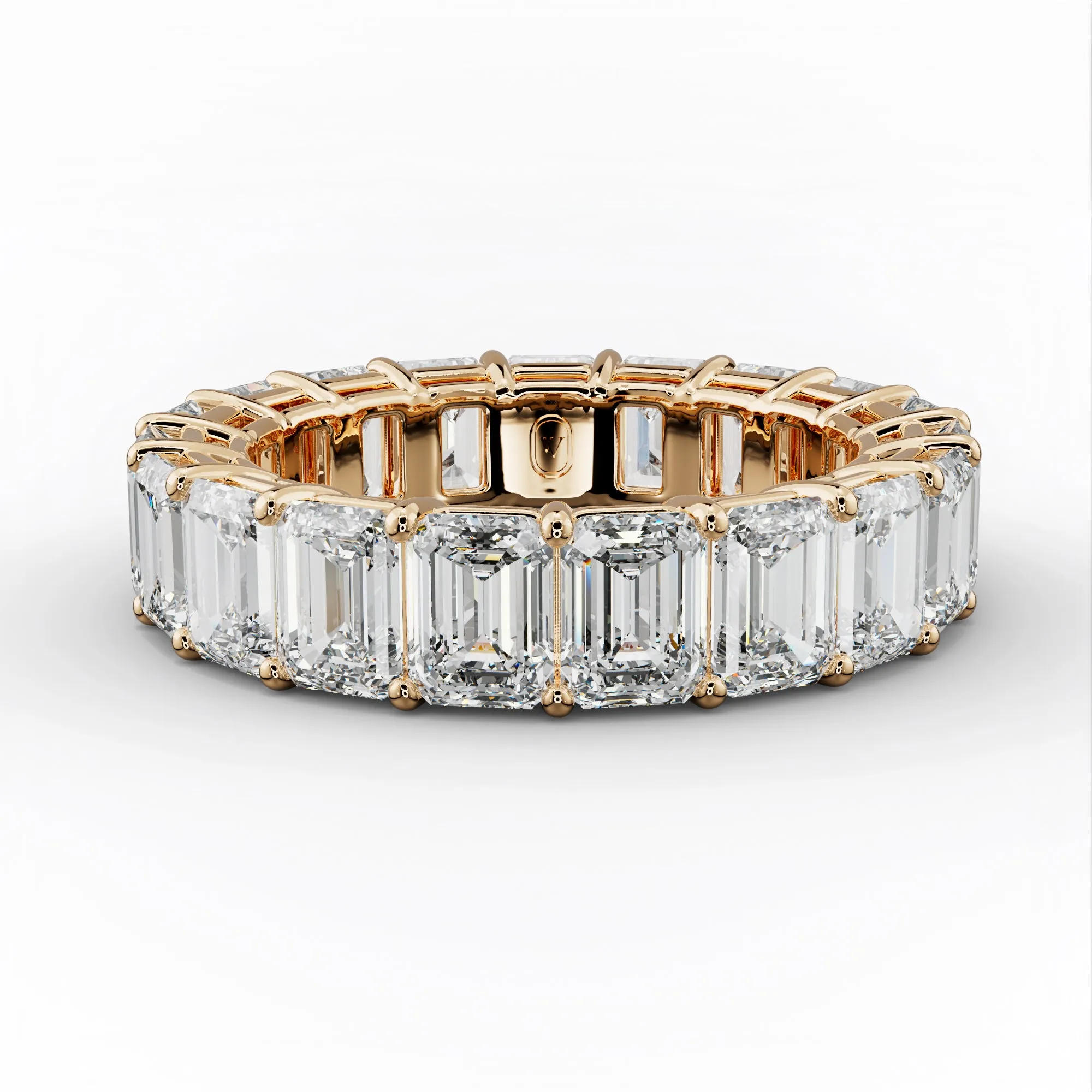 7.0 Carat Emerald Cut Diamond Eternity Band Shared Prong