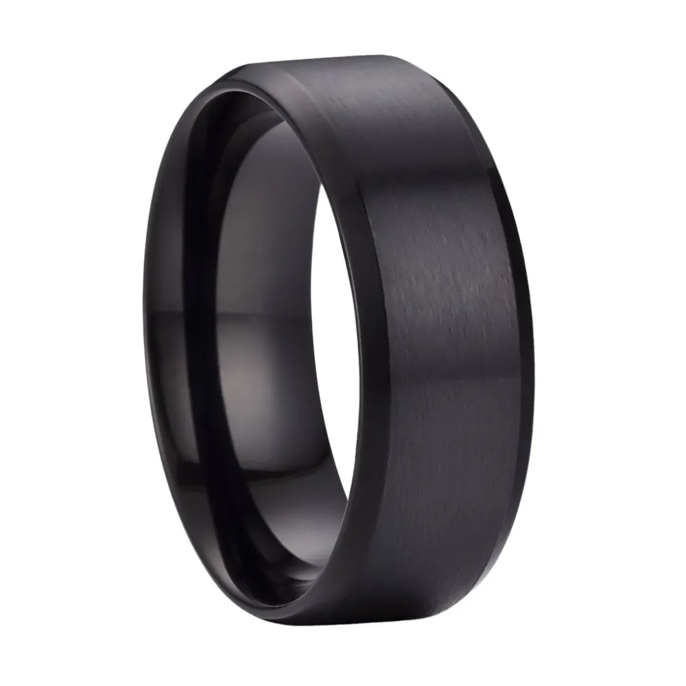 8mm Men's Classic Black Stainless Steel Wedding Band