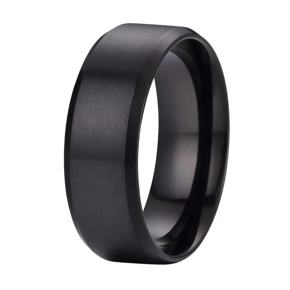 8mm Men's Classic Black Stainless Steel Wedding Band