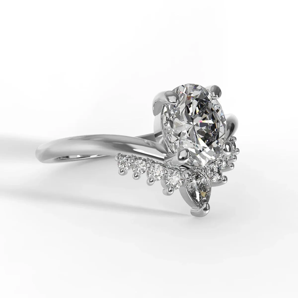 A Unique Oval 0.50 ct Diamond Ring with a Curve Band