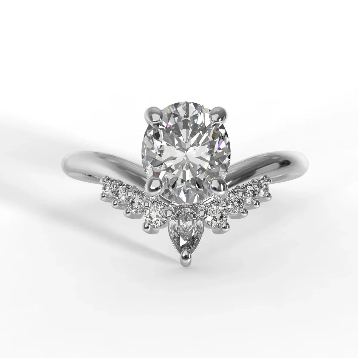 A Unique Oval 0.50 ct Diamond Ring with a Curve Band