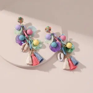Acrylic & Howlite Fructification Tassel Drop Earrings