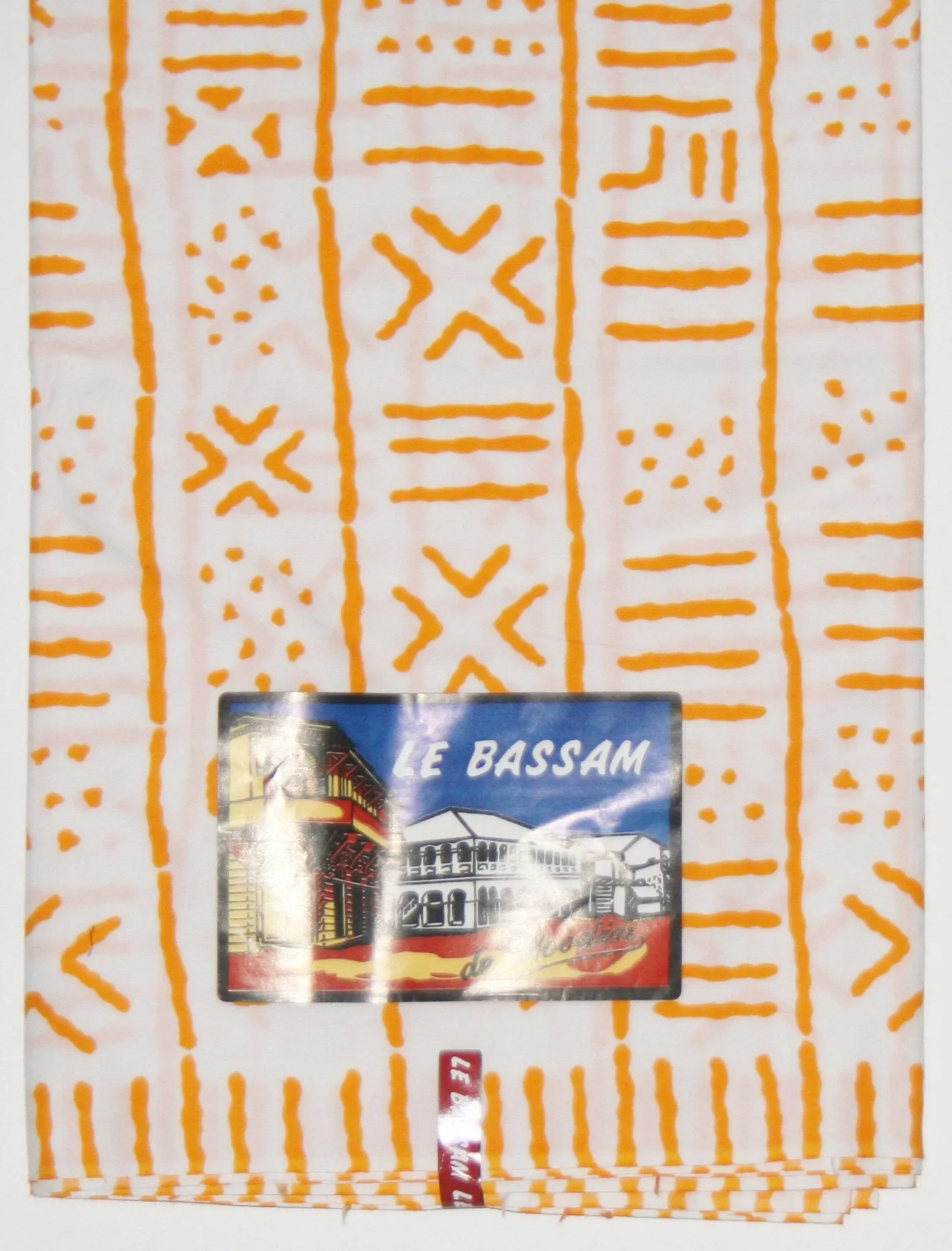 African Fabric Le Bassam de Woodin 6 Yards Classic Orange White Ankara
