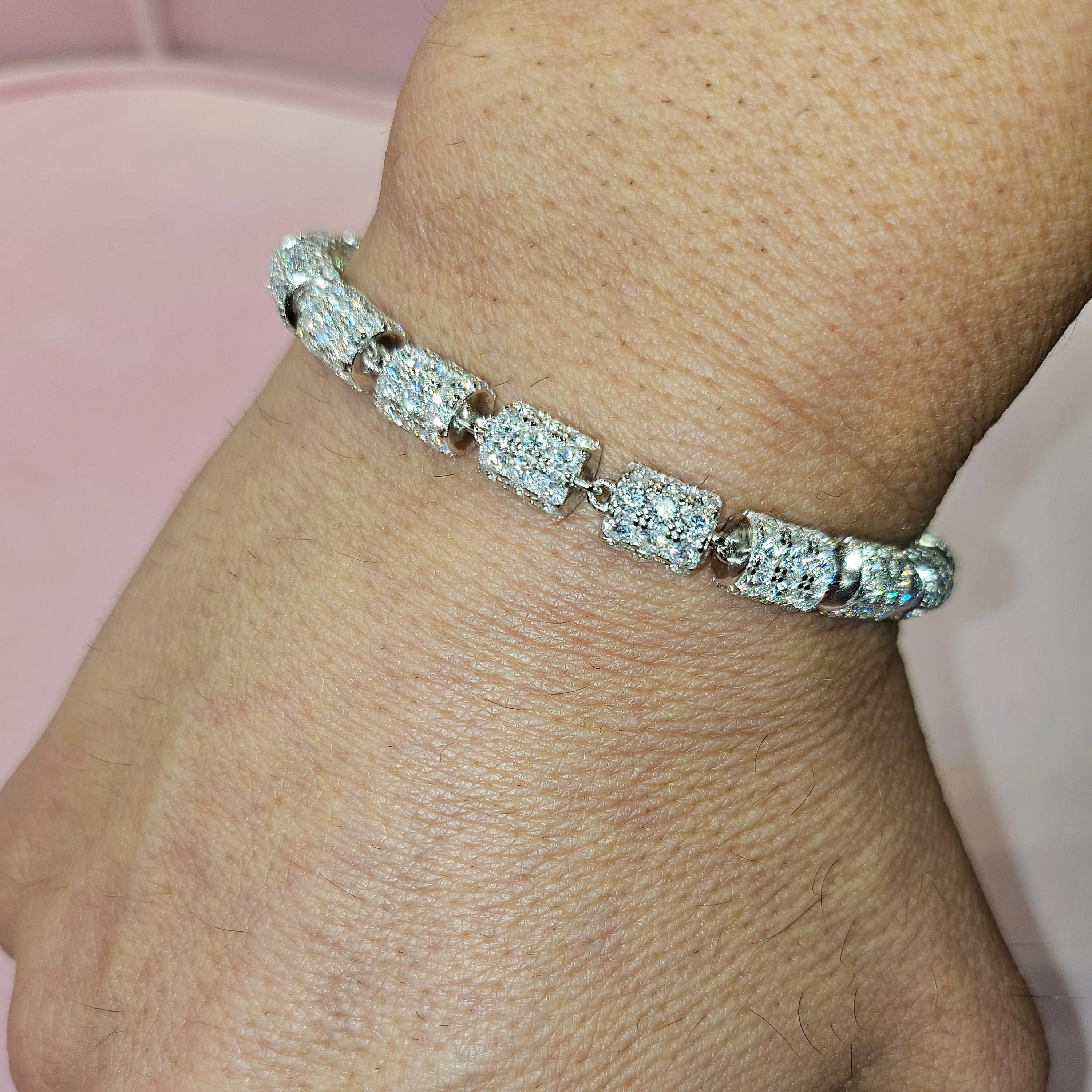 All around 7mm Lab-Created Moissanite Sterling 7.5" Bracelet - M313049