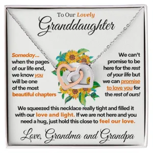 [Almost Sold Out] Granddaughter (Love Grandma and Grandpa) | Beautiful 14k White Gold Necklace Connected Hearts