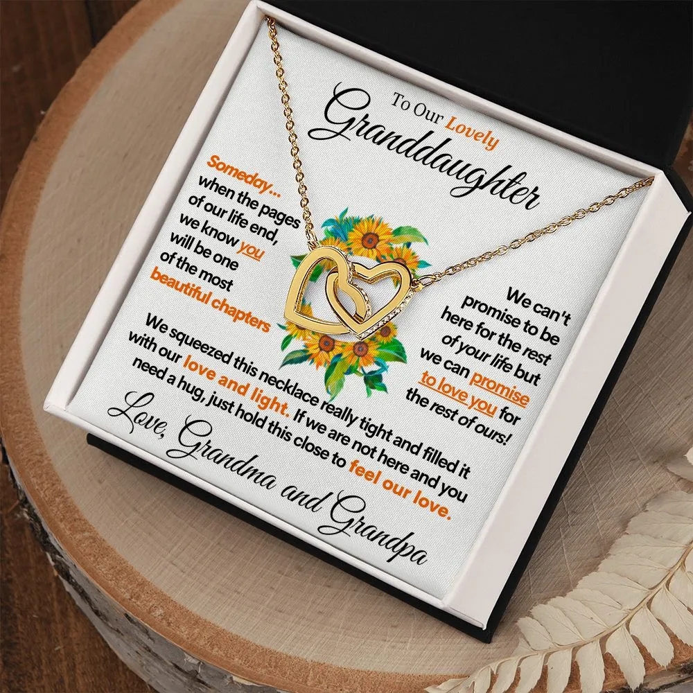 [Almost Sold Out] Granddaughter (Love Grandma and Grandpa) | Beautiful 14k White Gold Necklace Connected Hearts