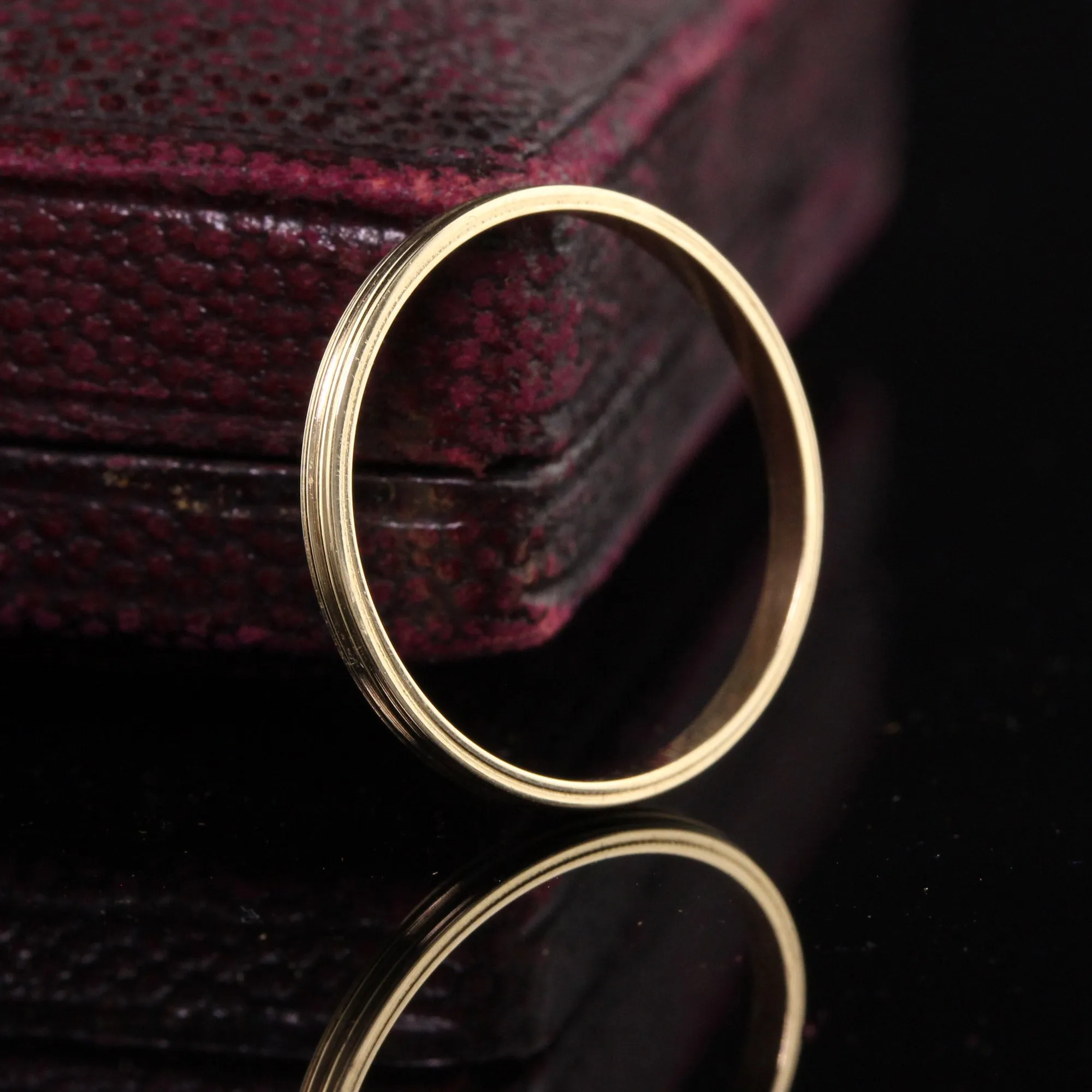 Antique Art Deco 14K Yellow Gold Classic Grooved Wedding Band