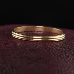 Antique Art Deco 14K Yellow Gold Classic Grooved Wedding Band